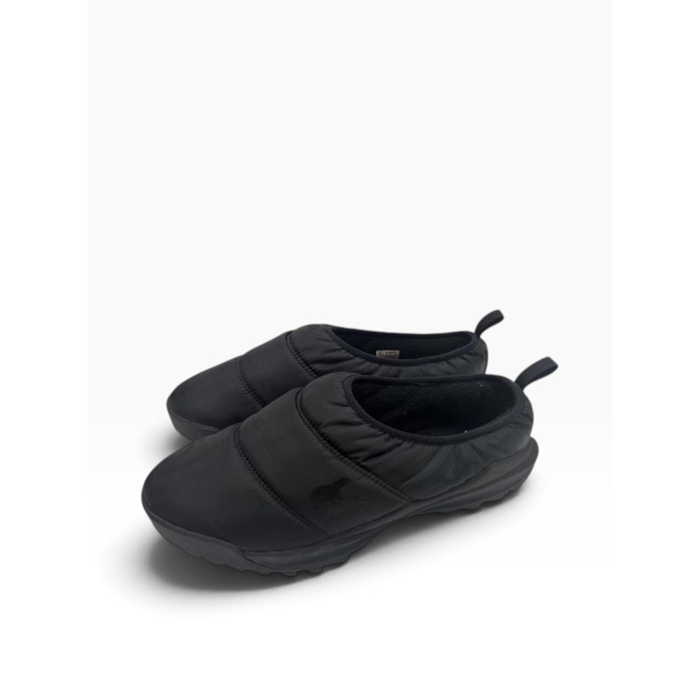 Sorel Nakiska Puffy Scuff Black Quilted Insulated Slip On Slippers Shoes Womens